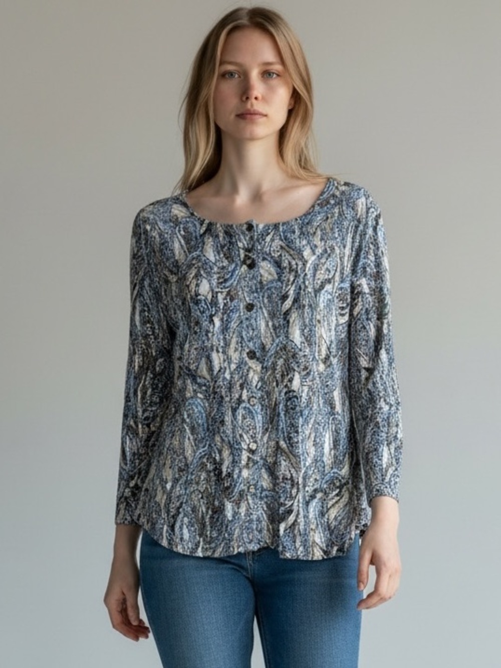 J. Jill Boho Paisley Print Button-Up Top Size Small